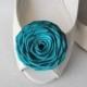 Handmade rose shoe clips bridal shoe clips wedding accessories in teal (peacock teal)