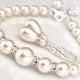 Pearl Bridal Jewelry SET, Bridal Wedding Jewellery, Bracelet and Earrings SET, Pearl Jewelry