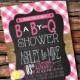 Any Color CHALKBOARD BURLAP BABY Q Couples Pink Gingham Country Its a Girl Bbq Barbecue Surprise Birthday Bridal Shower Rehearsal Invitation