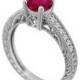 Certified 0.74 Carat Ruby & Diamonds Engagement Ring Vintage Style 14k White Gold HandMade