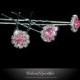 Bridal Hair Pin, Pink Rhinestone Halo Cluster Wedding Hair Pin Vintage Flower Crystal Bridesmaid Flowergirl Hair Piece Pin Accessories