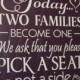 Wedding signs/Today Two Families Become One/Pick a Seat not a Side Sign/U Choose Colors