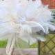 White and Ivory Ostrich Feather Bridal Bouquet - Ivory, Cream, Antique, Vintage Style Feathers, Bouquets with Pearls - Custom Wedding Colors
