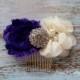 Bridal Hair Comb, Purple and Ivory Hair Clip, Wedding Hair Clip, Bridesmaid Hair Clip, CUSTOMIZE IT, Flower Girl Headband