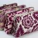 Bridesmaid Clutches / Bridal Wedding Gift in Purple Orchid Lavender Plum / Choose Your Fabric - Set of 4