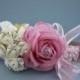Pink Floral  Dog collar, pink leather collar with pink and white flowers,  Cute Floral Dog Collar, Wedding accessory