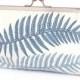 SALE: clutch bag, fern purse, woodland wedding, bridal accessory, bridesmaid gift, with gift box, BLUE FERNS