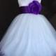 White Flower Girl Dress -pageant - Wedding, Easter, Junior Bridesmaid, Formal Girl Dress, Recital 6 12 18 24 months 2468101214