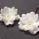 Small Wedding Hair Accessory Ivory French Silk Flower Rose Pins Pearls Crystals, One -Ready Made