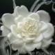 Silk Rose Feather Bridal Hair Flower Accessory Off White