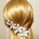 White Pearl Silk Orchid Stephanotis Bridal Hair Pins, Set of 3  - Ready Made