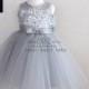 Flower Girl Dress, flower girl dress with Gray sequins-party dress - cheap Baby Dress -  tulle Flower girl Dress-new flower girl dress
