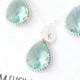 Prasiolite Green / Silver Rope Rim Necklace and Earrings Set - Erinite Bridesmaid Set - Light Green, Sage, Moss Wedding Jewelry ENR1
