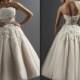JUSTIN ALEXANDER New Custom Made Strapless Wedding Dresses Tea Length Applique Beaded Tulle Beach Dress 2015 Online with $102.36/Piece on Hjklp88's Store 