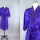 Silk Robe / Silk Sari Robe / Silk Kimono Robe / Vintage Indian Sari / Dressing Gown Wedding Lingerie / Boho Bohemian Blue Small Floral Print