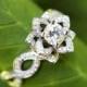 LOVE IN BLOOM - Platinum - Flower Lotus Rose Diamond Engagement or Right Hand Ring - Semi mount Setting only -  -fL03