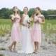 Bridesmaid Dress Infinity Dress Soft Pink Lace Knee Length Wrap Convertible Dress Wedding Dress