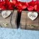 Personalized Engraved Wood Burned Rustic Wooden Wedding Ring Boxes Set of Two EXTRA SMALL Mr. Mrs. Ring Bearer Boxes