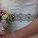 Bridal Belt. Wedding Gown Sash. Pearls, Swarovski Crystals, Rhinestones, Beads.  Finished with Swiss Satin Ribbons. "Melissa" Size XL