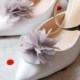 Grey Gray Chiffon Flower Shoe Clips - Wedding Shoes Bridal Couture Engagement Party Bride Bridesmaid