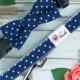Navy Polka Dot Dog Collar and Removable Bow Tie by Dog and Bow