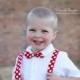 Red and White Polkadot Boys Bowtie and Suspenders