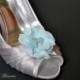 Light Blue Chiffon Flower Shoe Clips 