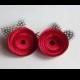Red Satin Poppies with Feathers Hair Pins or Shoe Clips