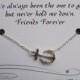 Best Friend Anchor Charm Necklace and Friendship Quote Inspirational Card- Bridesmaids Gift - Friends Forever - Quote Gift- Graduation Gift