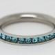 Blue aquamarine full eternity ring - stacking ring - wedding band - engagement ring in white gold or titanium