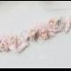 Blush Pink Flowers Wedding Sash Bridal Belt Accented with Hand Beaded Sequins and Faux Pearls