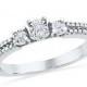 Three Stone Diamond Ring with Accents, Sterling Silver or White Gold Engagement Ring