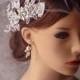 Wedding Bridal Veil Set, Tulle Wedge Birdcage Veil with Lace Hairpies,Birdcage Fascinator,  Rhinestone Wedding Headpiec