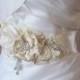 Elegant Ivory Bridal Sash, Rhineston and Pearl Wedding Belt, Flower Sash, White, Custom Colors - GRANDE PROMENADE