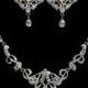 Art Deco Bridal Jewelry, Statement Necklace, Chandelier Earrings, Swarovski Crystal, Pearl Jewelry, CARMEN SILVER A