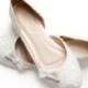 Simply Sweet. Ivory Lace White Satin Wedding 1 Inch Ballerinas, Ivory Lace Satin Bridal Flats, Wedding Shoes in 1 Inch