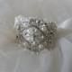 Rhinestone Crystal Pearl Beaded Bridal Cuff Bracelet, Bridal Pearl Crystal Cuff