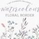 Watercolor floral border: PNG floral clip art / Wedding invitation clip art / commercial use / pink, grey, lilac, green / CM0072b