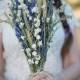 Wildflower Wedding  Brides Bouquet of Lavender Larkspur Wheat and other dried flowers