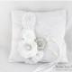 READY TO SHIP Wedding Ring Pillow with Lace  Brooches Crystals Handmade Flowers in White