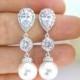 Wedding Jewelry Bridesmaid Gift Bridal Earrings Swarovski Round Pearl Earrings Drop Dangle Earrings (E041)