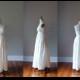 Simple Ivory Wedding Dress in Pure Linen / Empire Waist and Hidden Pockets / Boho / V Neck / Handmade