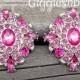 LaRGE RHiNeSToNe Buttons- 2 PC LiMiTED EDiTiON DiaMoND SHaPE BuTToNS- SHoCKiNG PiNK 30mm