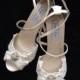MICKEY IVORY - Alencon Lace Bridal Wedding Wedge Heels 3 inch Heels, Lace Bridal Shoes, Lace Bridal Wedge