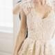 A-line V-neck Appliques Lace Wedding Dresses