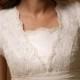 Romantic Short Sleeve Ivory Wedding Dress Gown Button