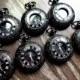 Set of 7 Gunmetal Black Quartz Pocket Watches with Vest Chains Clearance Groomsmen Gift Wedding Party Gift Set Groomsman Personal Gift