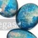 Libra Blue OVAL Glass Opal Cabochon (3 Piece)(25x18 cab and more sizes) Flatback Galaxy gem for wedding favor,costume,jewelry making