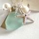 Necklaces Sea Glass Jewelry  Starfish Beach Wedding Jewelry Garden LeafSeaside