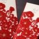 65pcs Red Laser Cut Flower Wedding Invitation Cards,Ship Worldwide 3-5 Days-- Set of 65